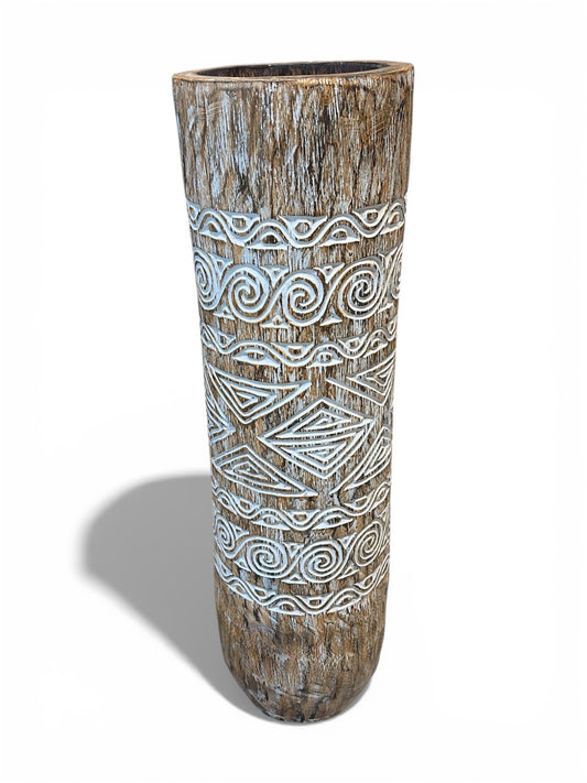 Nomadic Wild Wood Tribal Vessel  – White Pattern