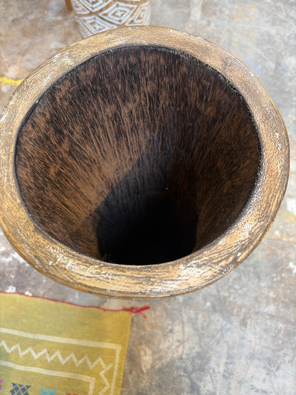 Nomadic Wild Wood Tribal Vessel  – White Pattern