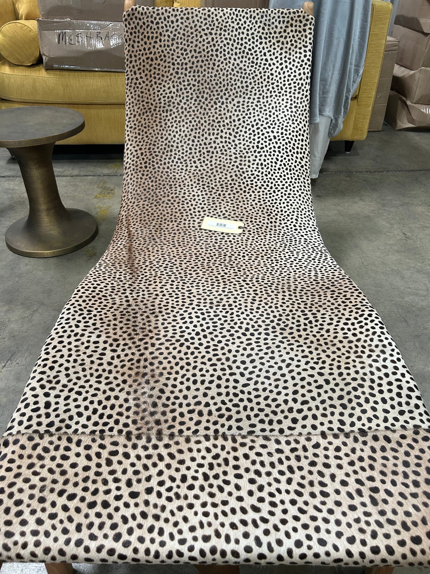 Nomadic Wild Cowhide & Wood Safari Chaise Lounge – Leopard Print